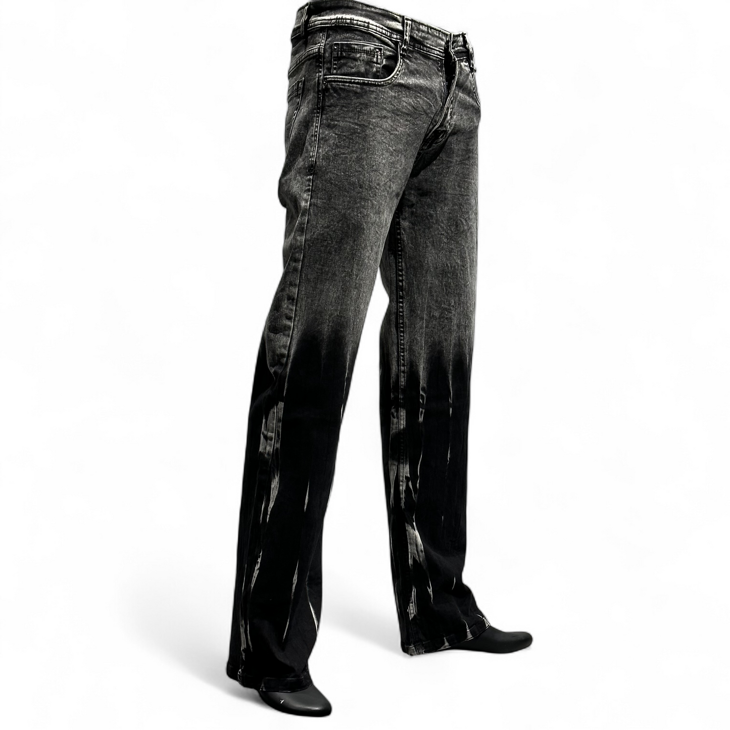 BLACK RUSH RAIN WASH STRAIGHT FIT JEANS DOPEXDRIP