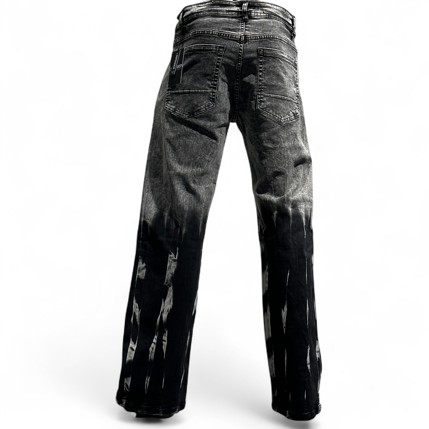 BLACK RUSH RAIN WASH STRAIGHT FIT JEANS DOPEXDRIP