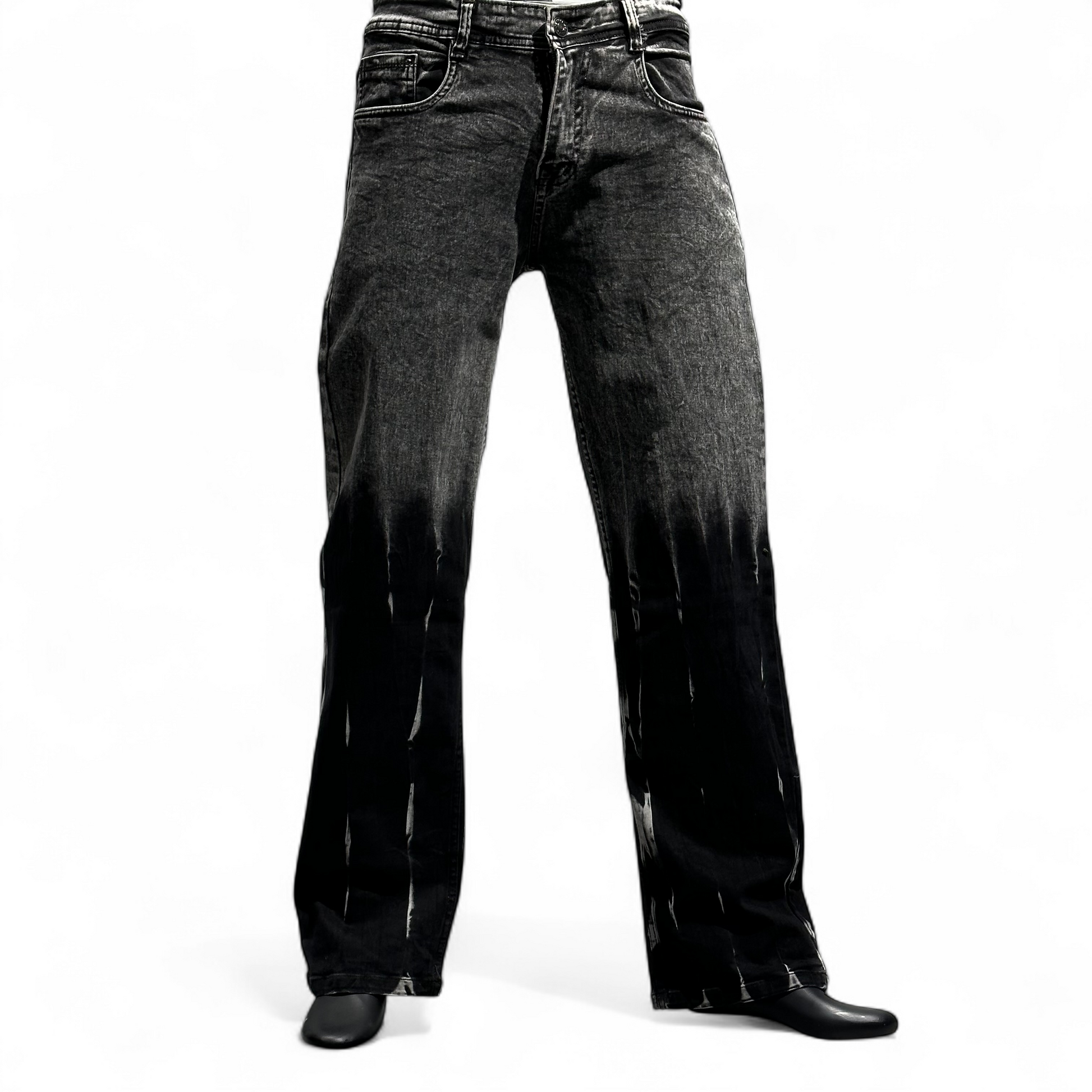 BLACK RUSH RAIN WASH STRAIGHT FIT JEANS DOPEXDRIP