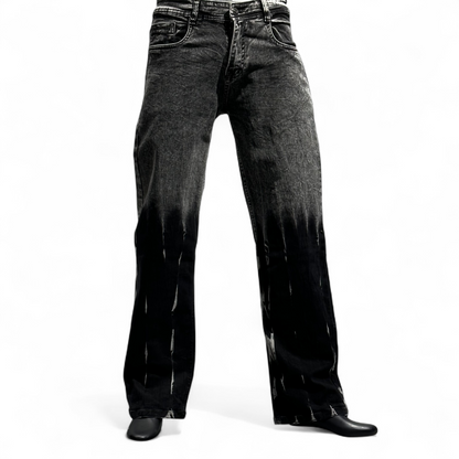 BLACK RUSH RAIN WASH STRAIGHT FIT JEANS DOPEXDRIP