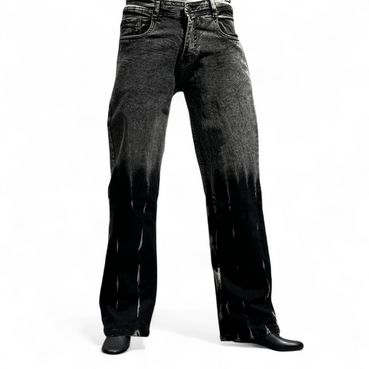 BLACK RUSH RAIN WASH STRAIGHT FIT JEANS DOPEXDRIP