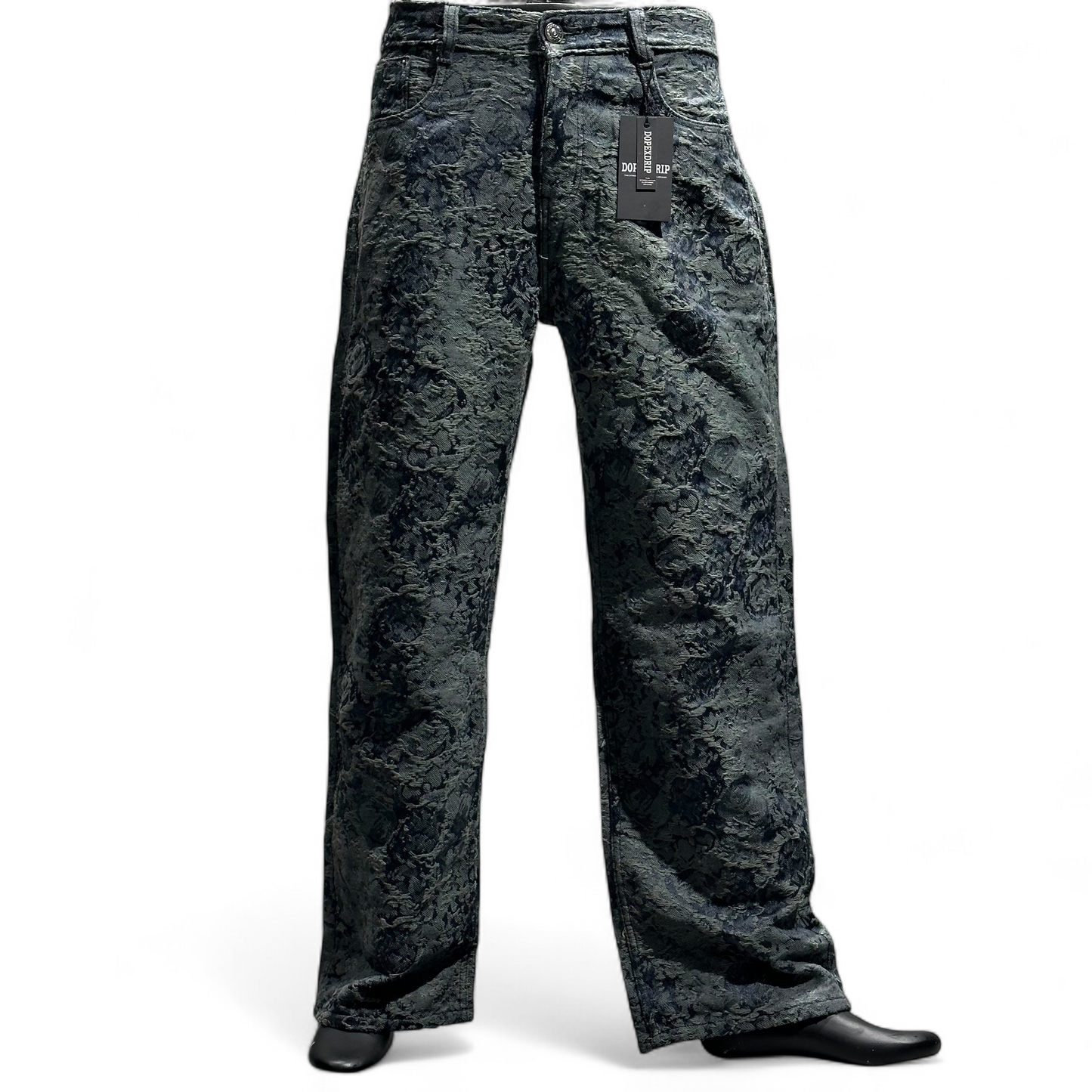 GRANITE BLOOM EMBROIDERED DENIM BLUE DOPEXDRIP