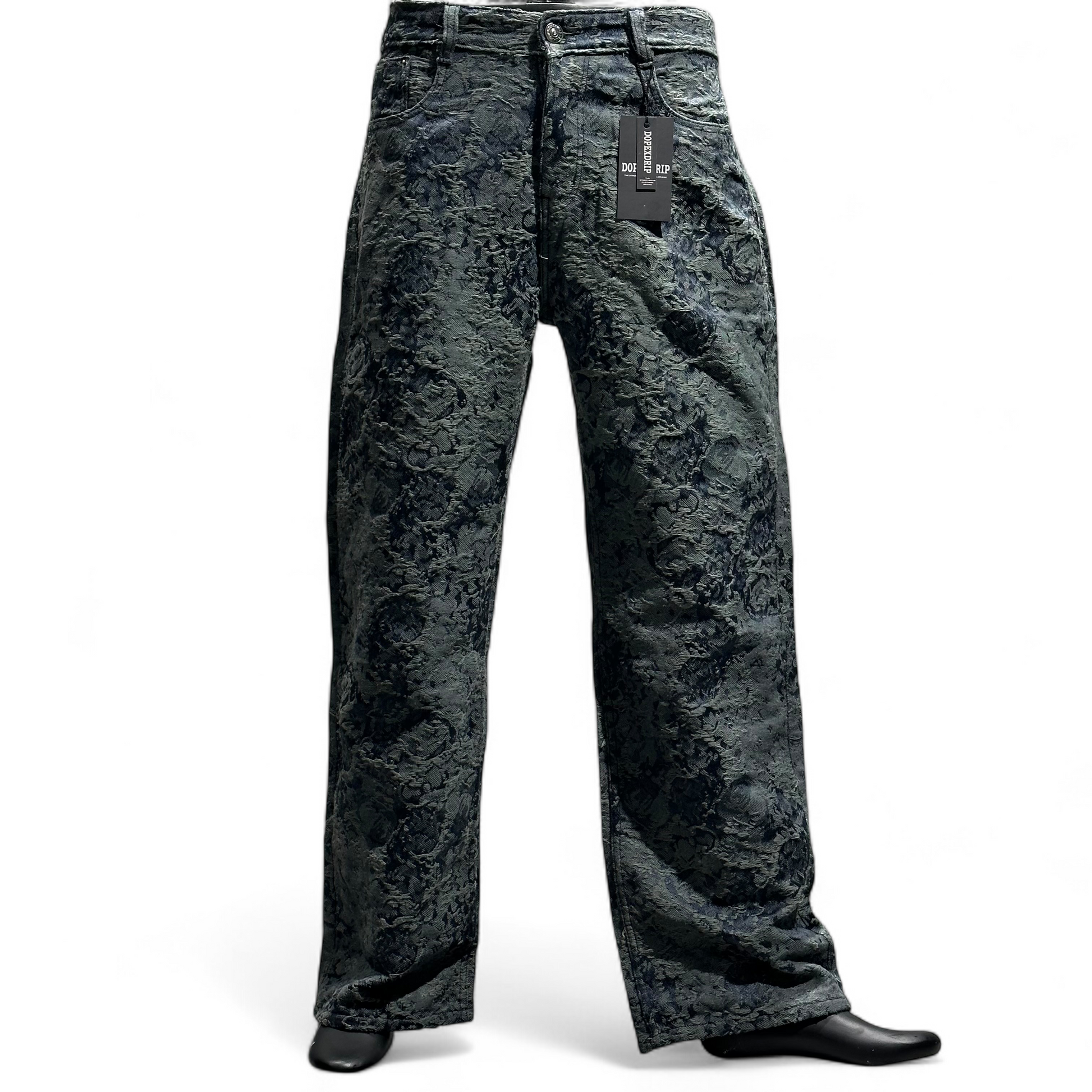 GRANITE BLOOM EMBROIDERED DENIM BLUE DOPEXDRIP