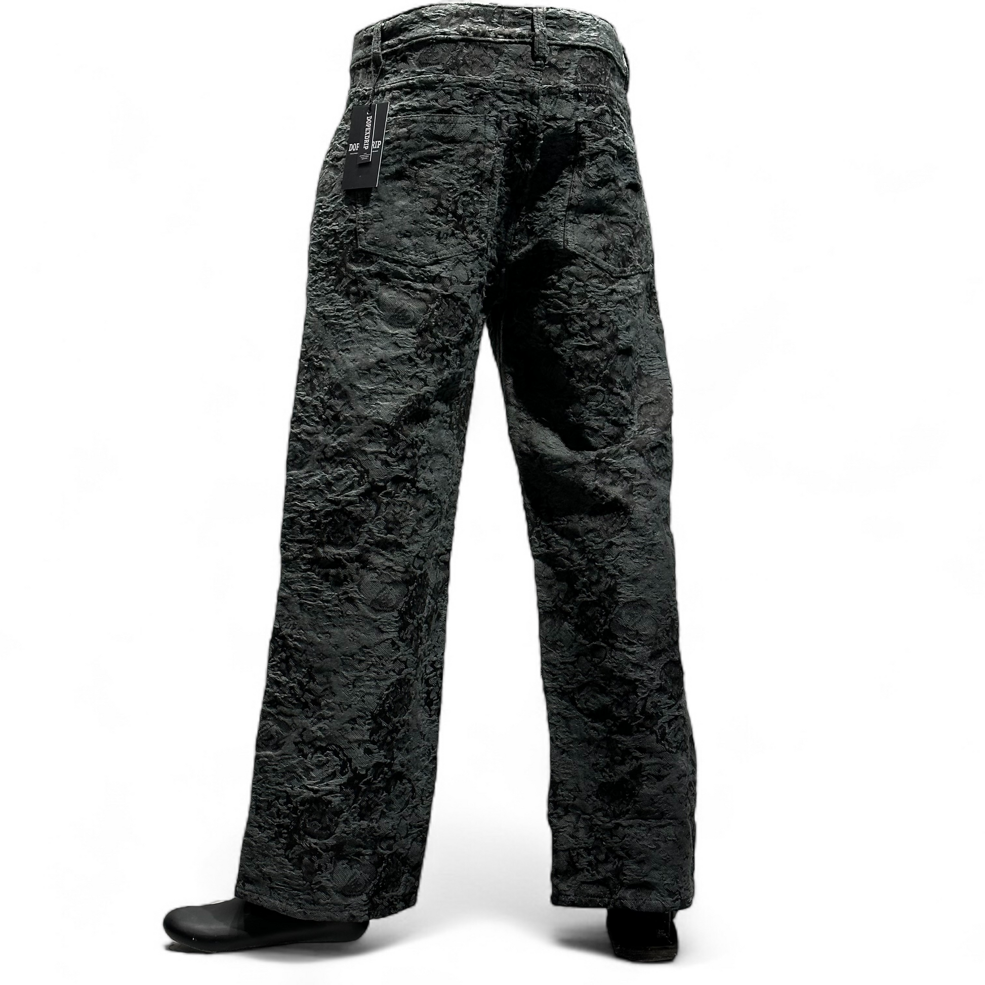 GRANITE BLOOM EMBROIDERED DENIM BLACK DOPEXDRIP