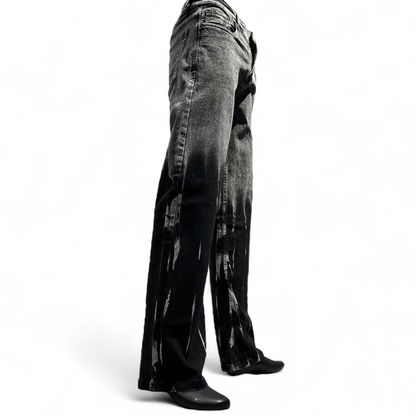 BLACK RUSH RAIN WASH STRAIGHT FIT JEANS DOPEXDRIP