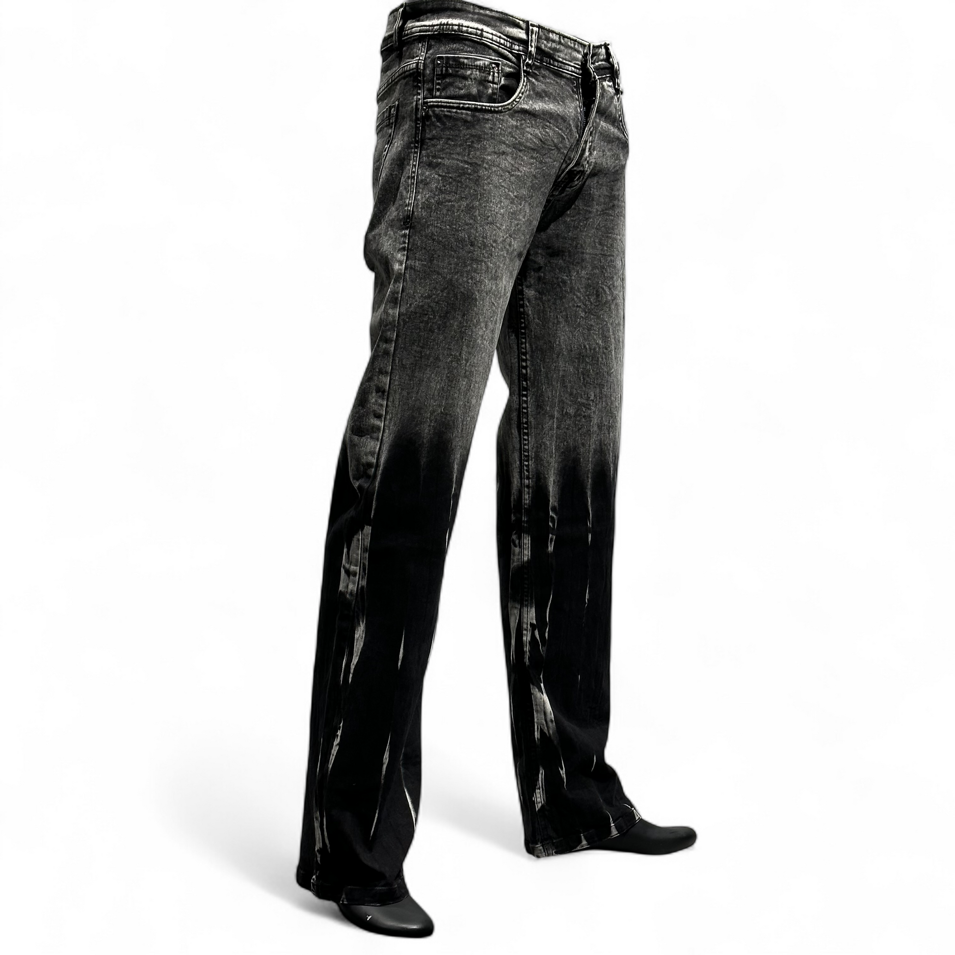 BLACK RUSH RAIN WASH STRAIGHT FIT JEANS DOPEXDRIP