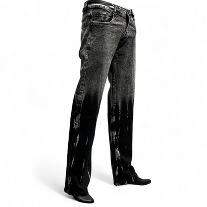 BLACK RUSH RAIN WASH STRAIGHT FIT JEANS DOPEXDRIP