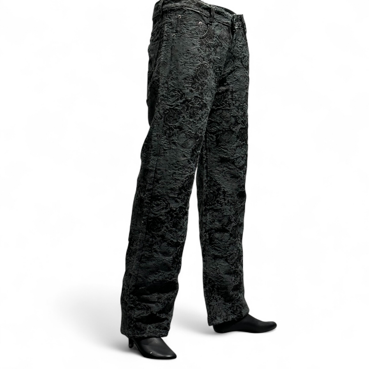 GRANITE BLOOM EMBROIDERED DENIM BLACK DOPEXDRIP