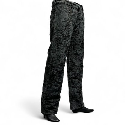 GRANITE BLOOM EMBROIDERED DENIM BLACK DOPEXDRIP