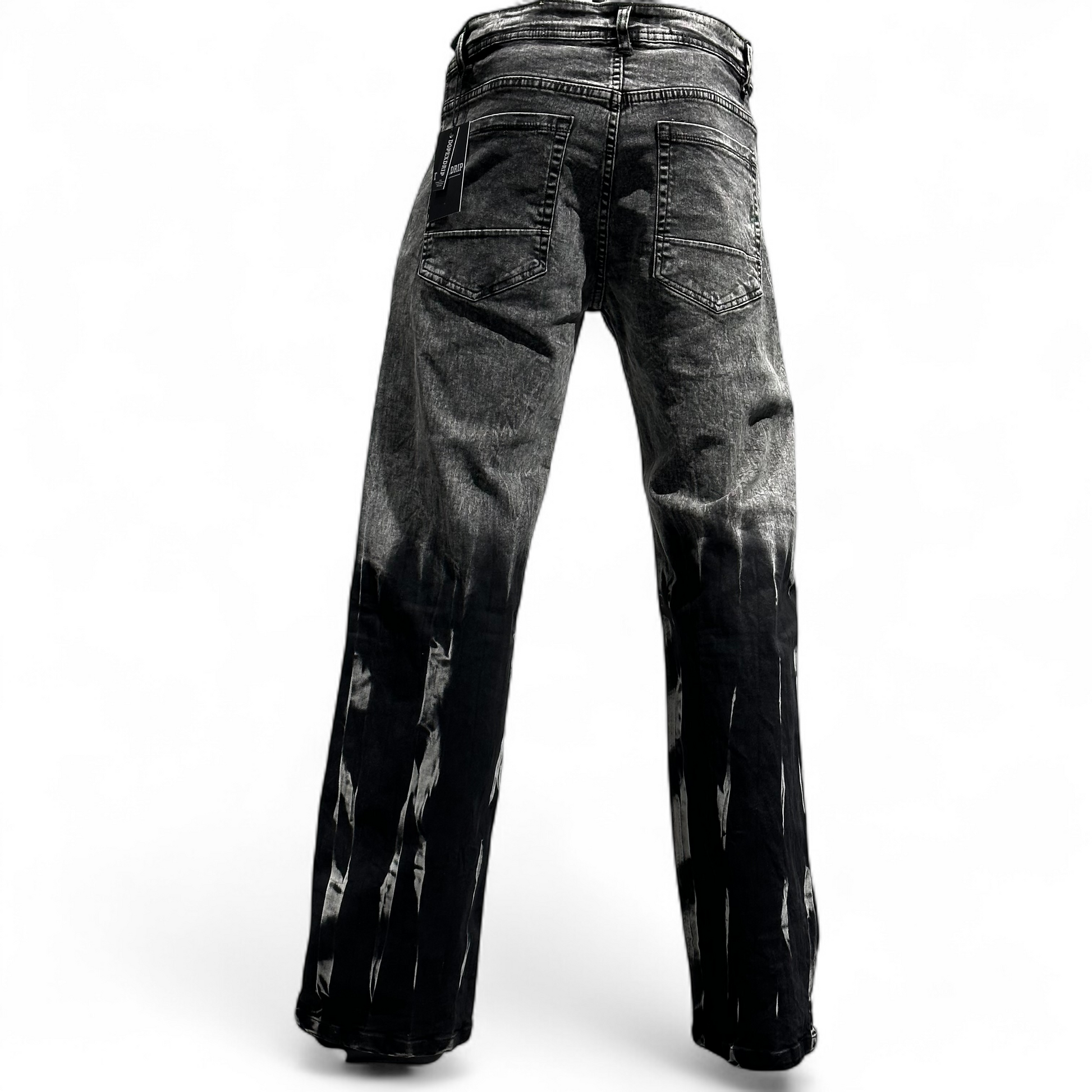 BLACK RUSH RAIN WASH STRAIGHT FIT JEANS DOPEXDRIP